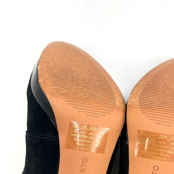 Franco Sarto Sabelle Black Suede Leather Booties Shooties Heels‎ Pumps Shoes - Picture 10 of 14